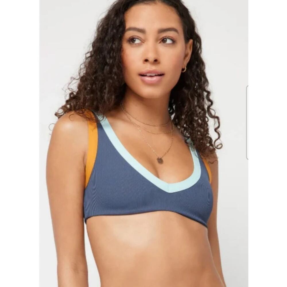 L*Space Lala Bikini Top in Slate Inka Gray Size XL NWT Ribbed
